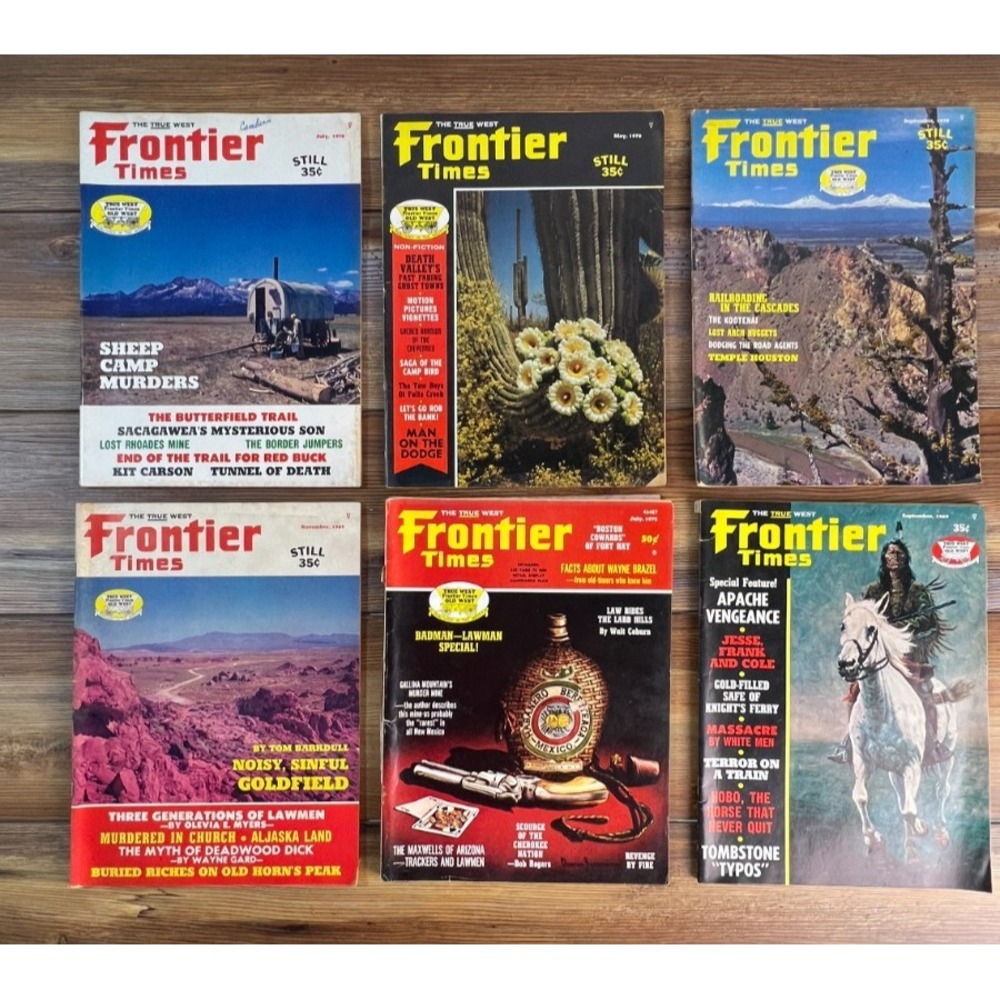 Lot of 6 Vintage Frontier Times Magazines 1969-1972 True West Apache Jesse James